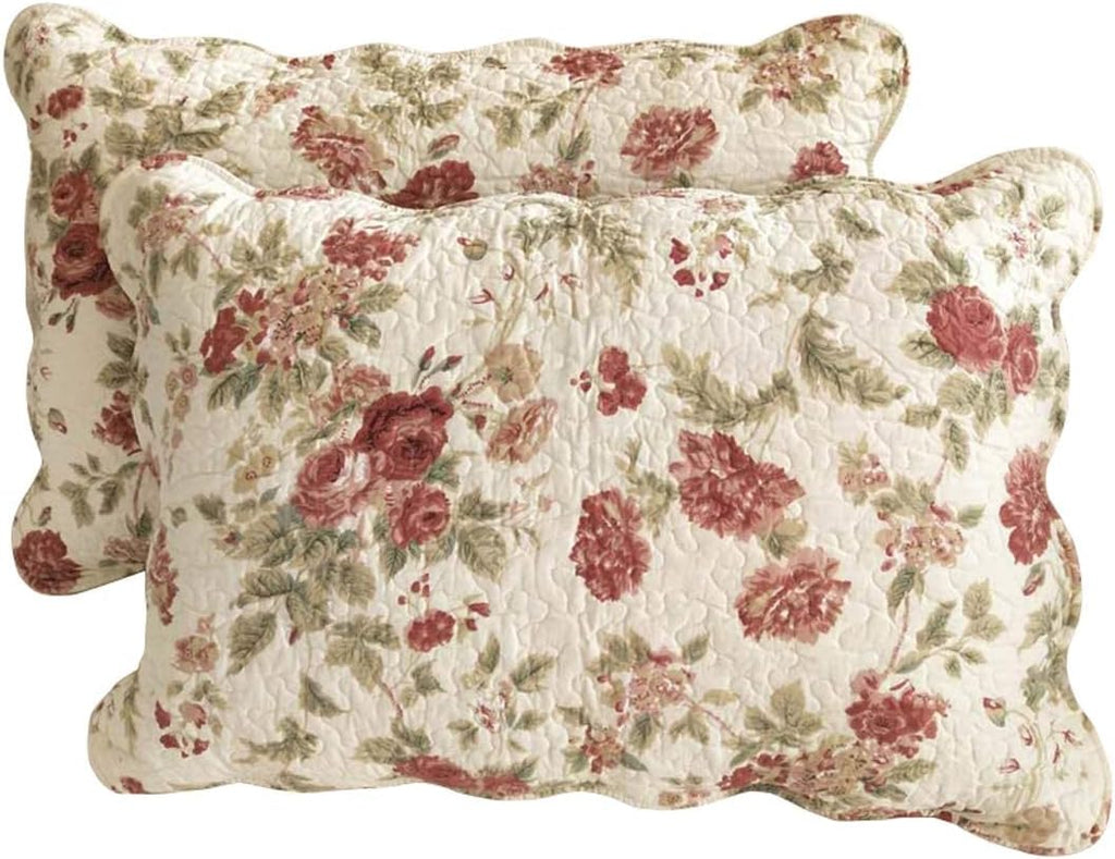Vctops Floral Patchwork Cotton Pillow Shams Set
