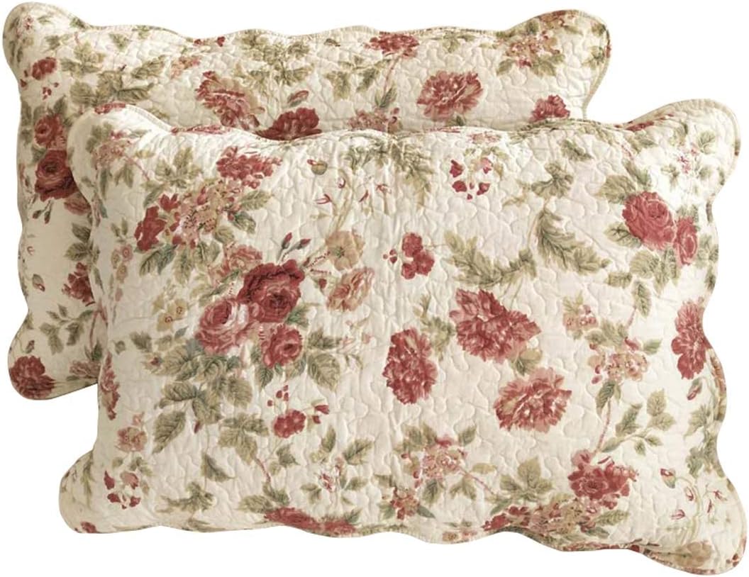 Vctops Floral Patchwork Cotton Pillow Shams Set