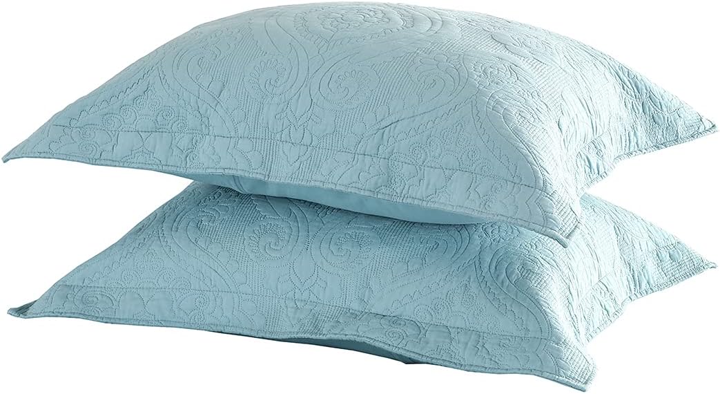Vctops Green Paisley Cotton Pillow Shams Set