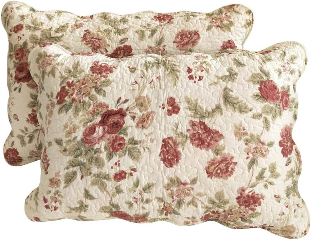 Vctops Floral Patchwork Cotton Pillow Shams Set