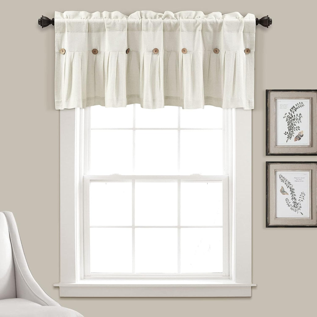 Lush Decor Off White Linen Button Valance