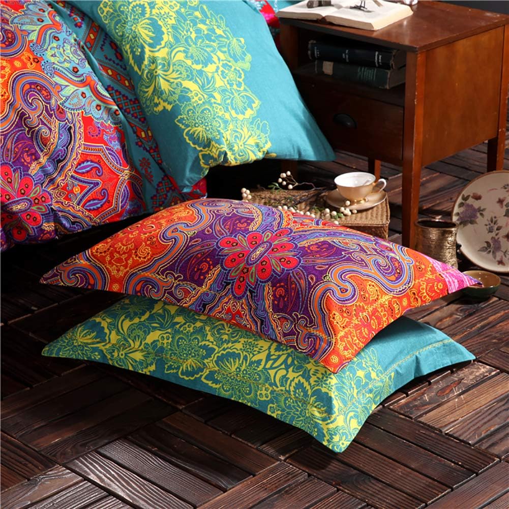 Omelas Microfiber Floral Striped Pillowcases Set