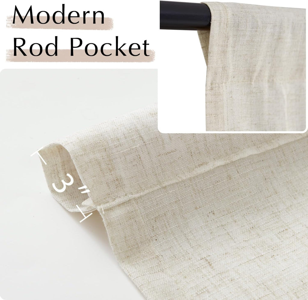 Beige Tie Up Linen Kitchen Valance