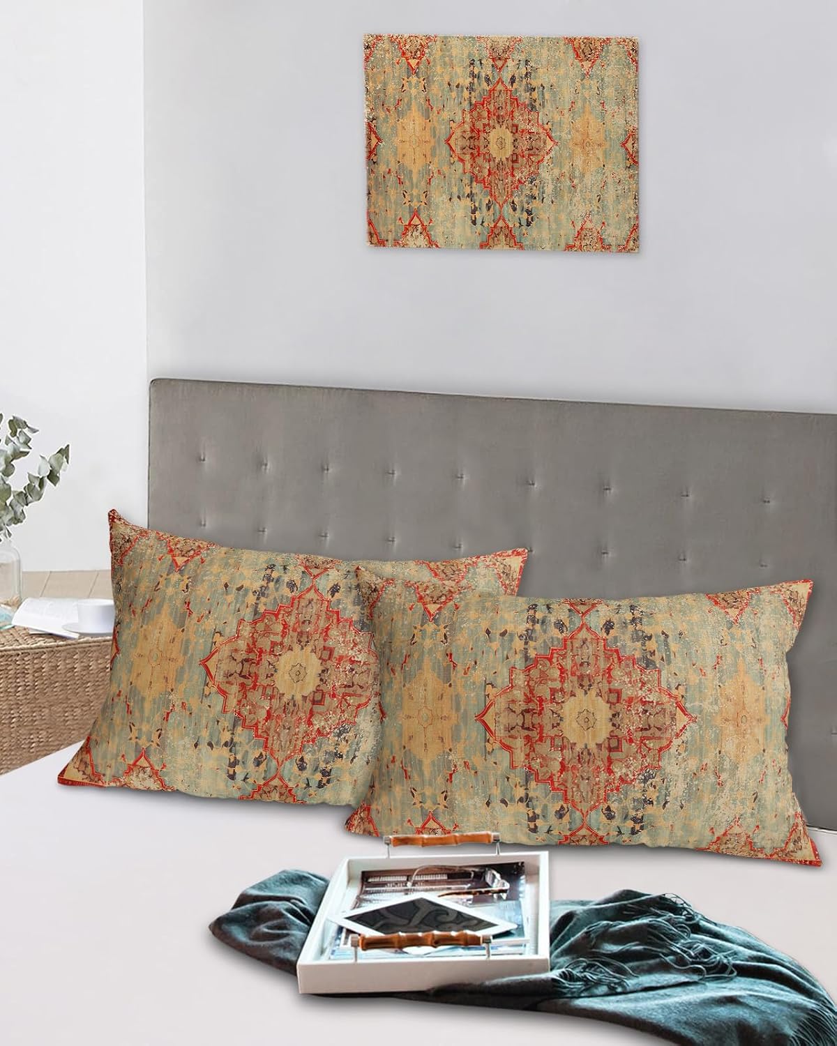 Orange Geometric Boho Envelope Pillowcases Set