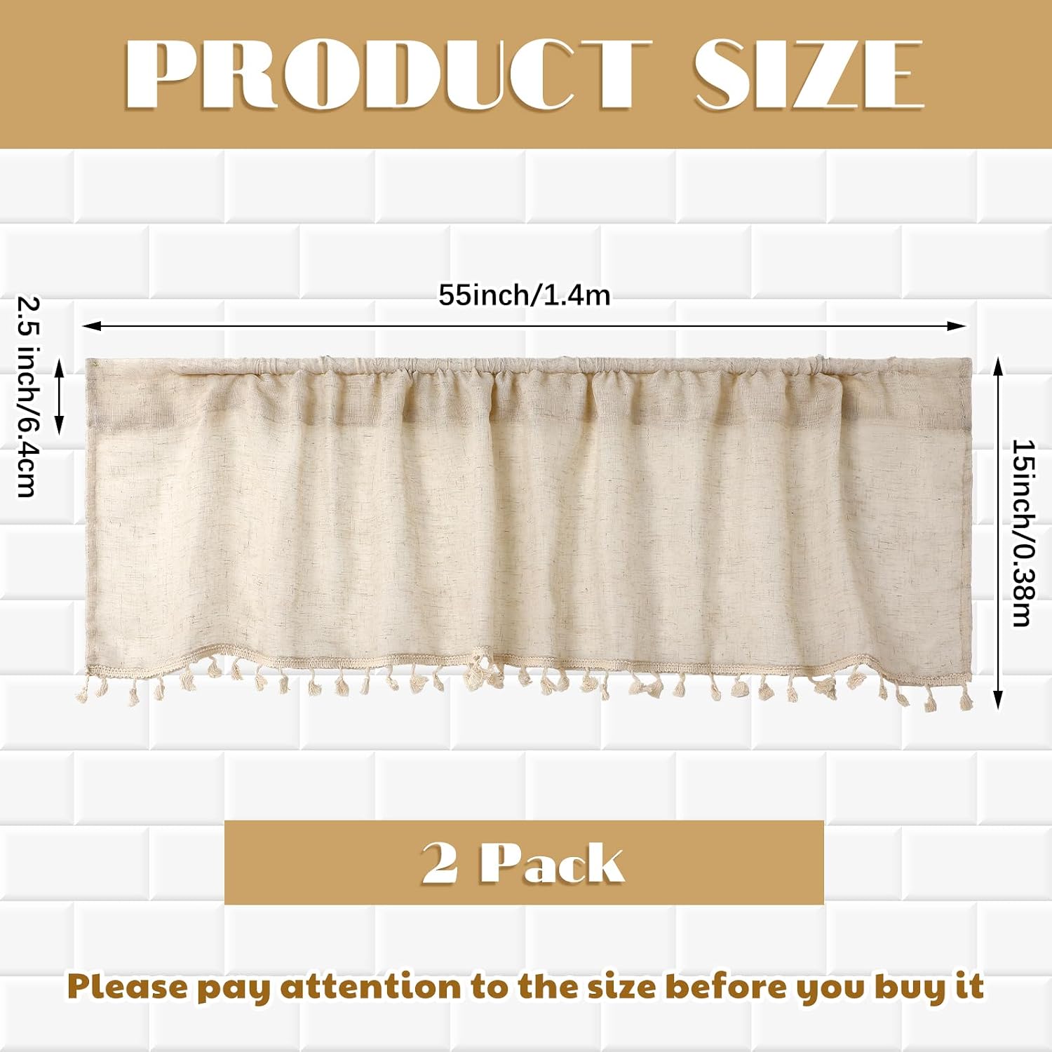 Moukeren Tassel Boho Linen Window Valance Set