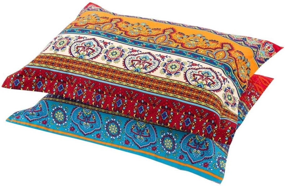 Striped Cotton Boho Pillow Shams 2 Pack