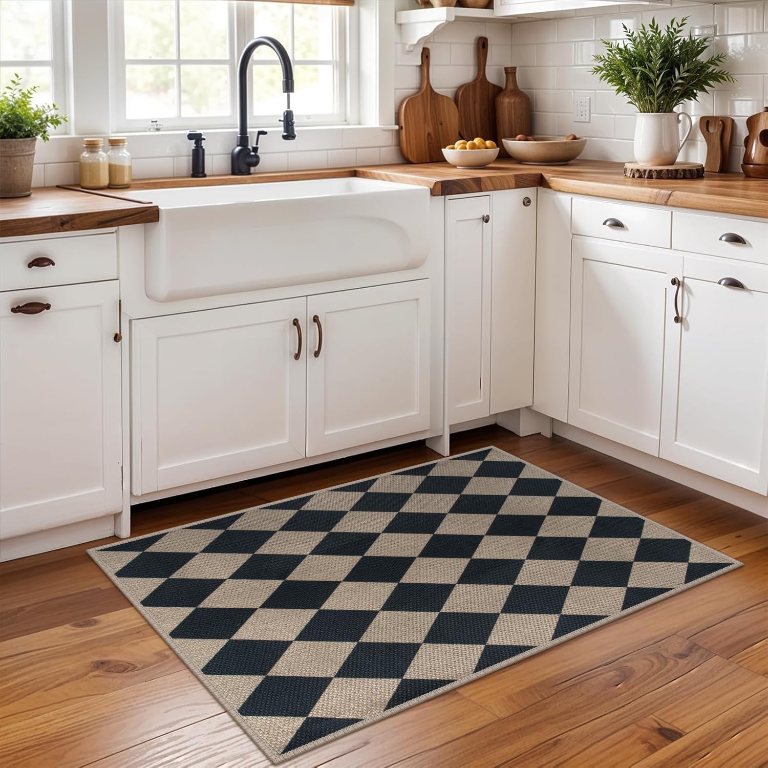 Rugalia Black Jute Washable Indoor Outdoor Rug