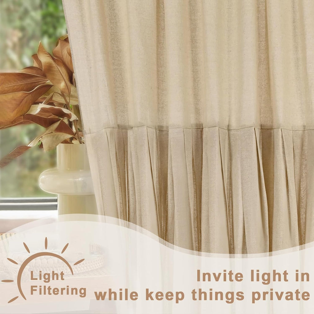 Likiyol Ruffle Linen Farmhouse Window Valance