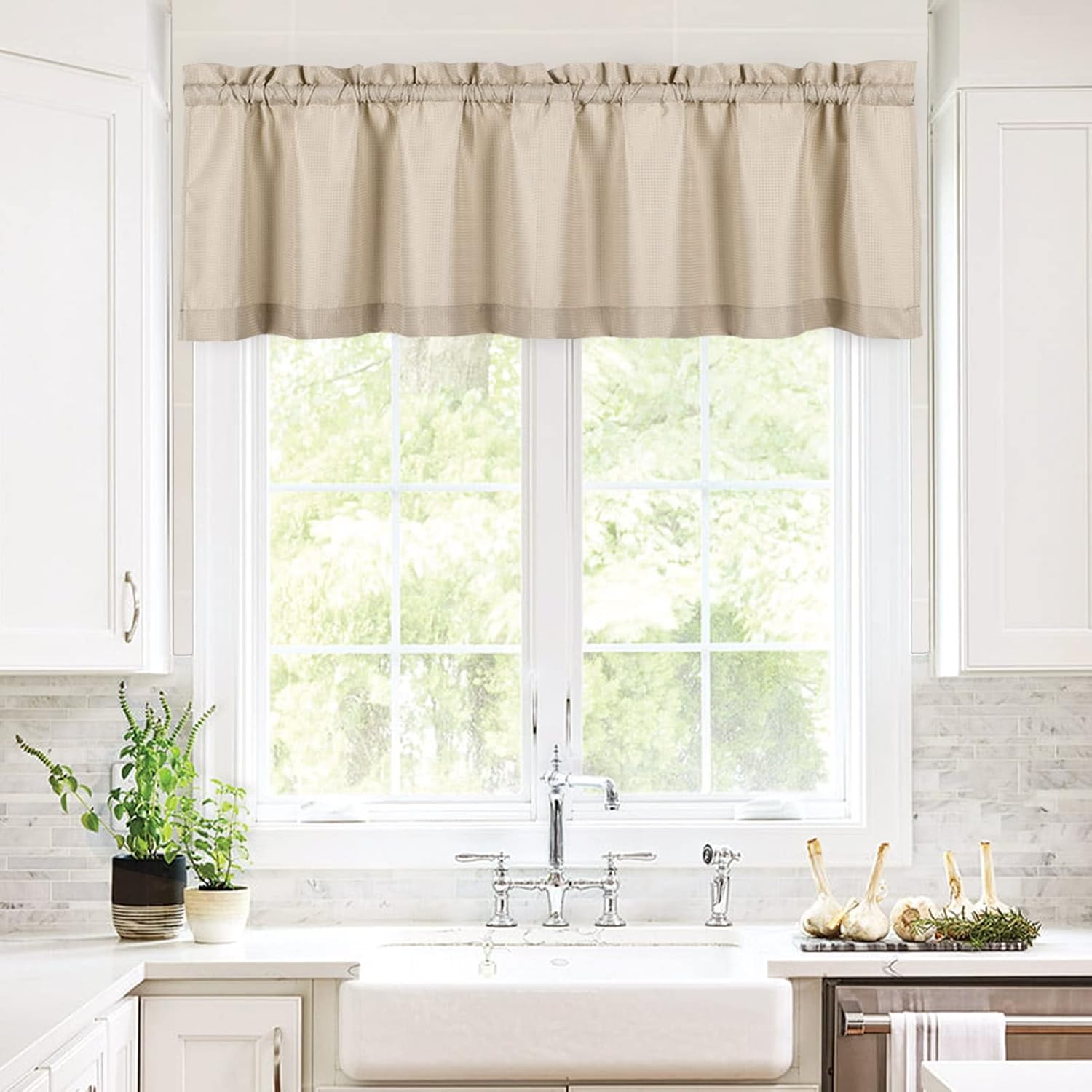 Valea Home Taupe Waffle Water Repellent Valance