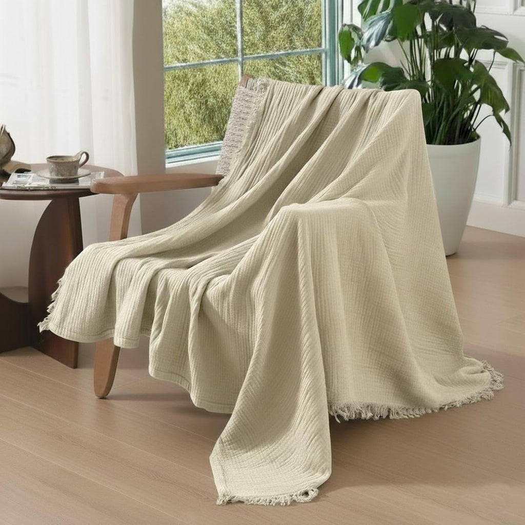 Organic Cotton Oatmeal Muslin Throw Blanket