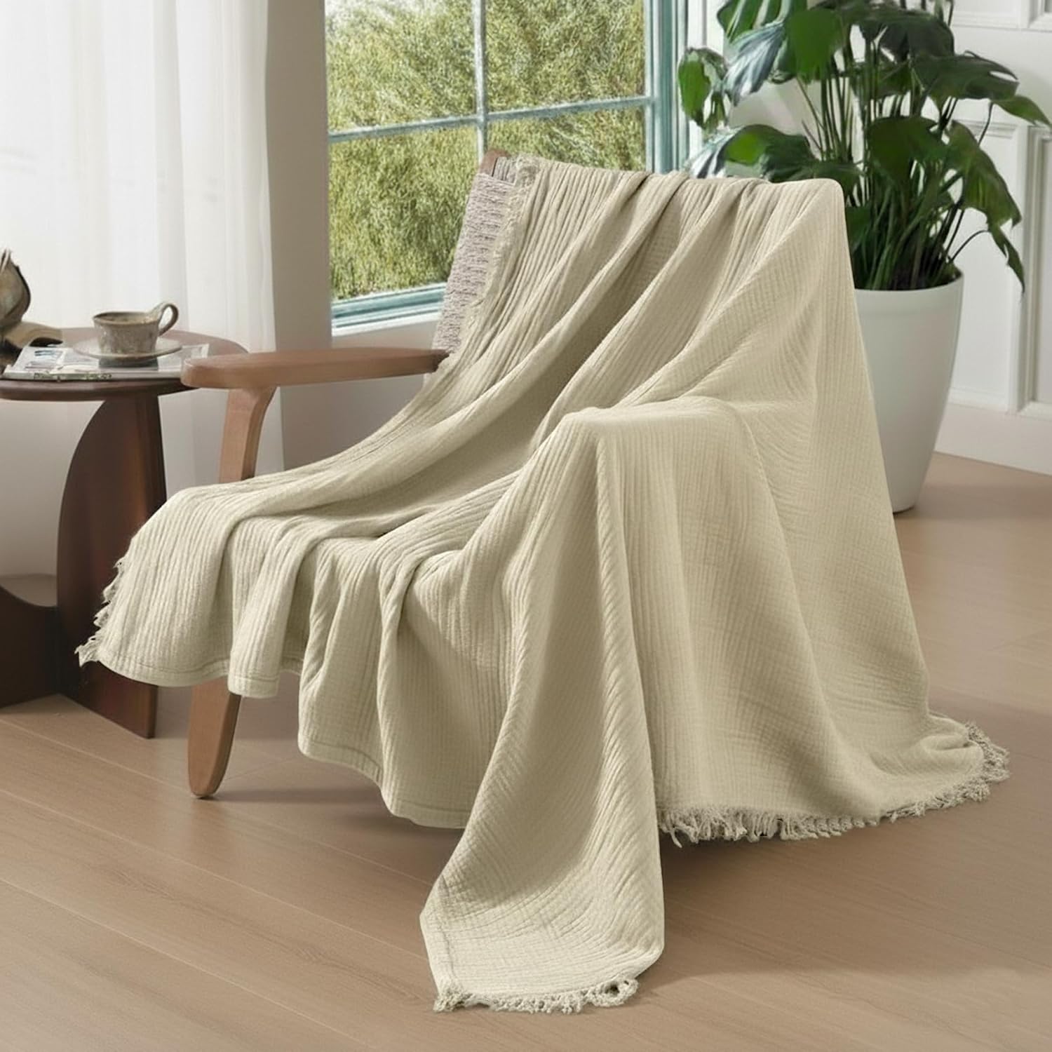 Organic Cotton Oatmeal Muslin Throw Blanket