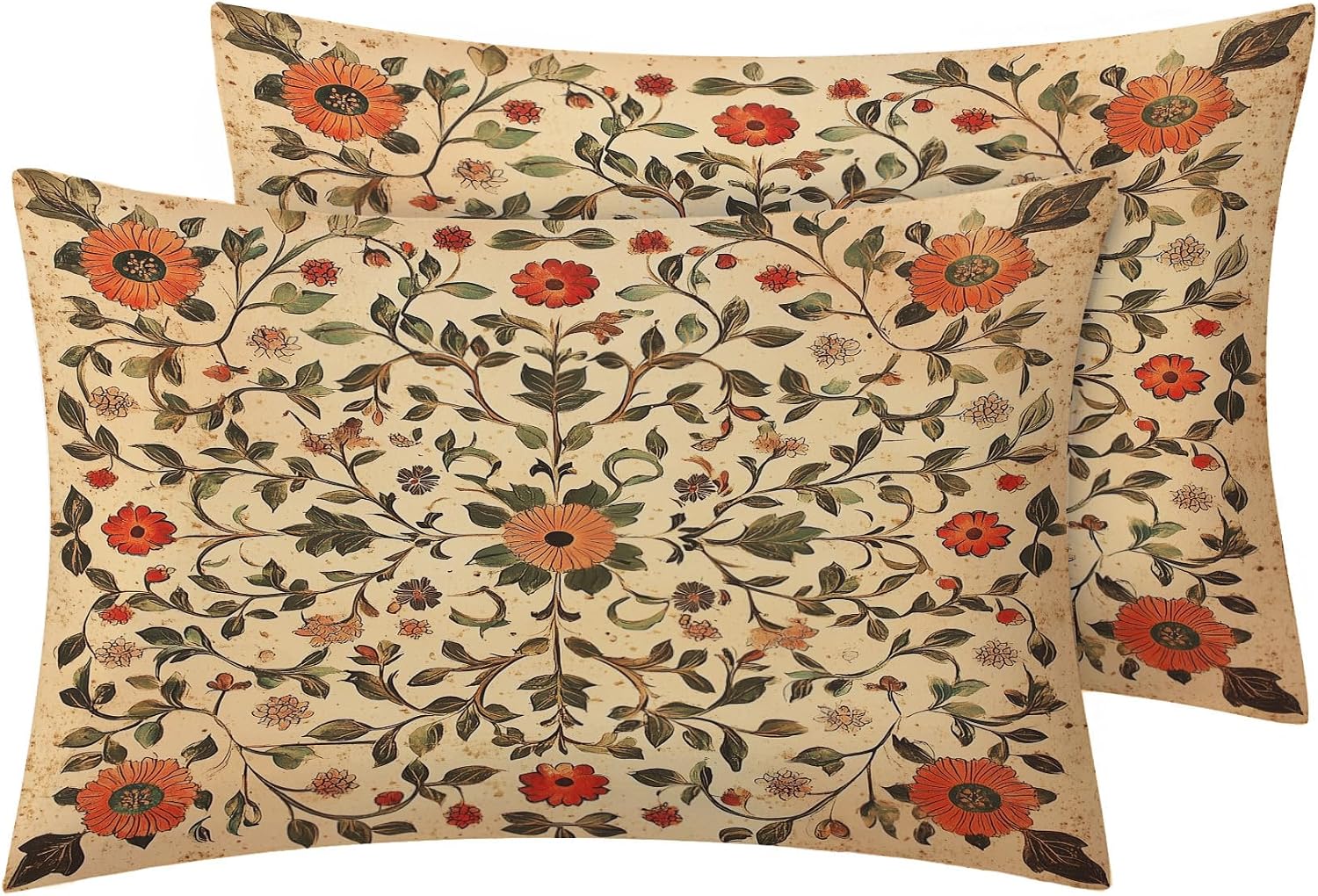 Vintage Floral Zipper Boho Pillowcases Set