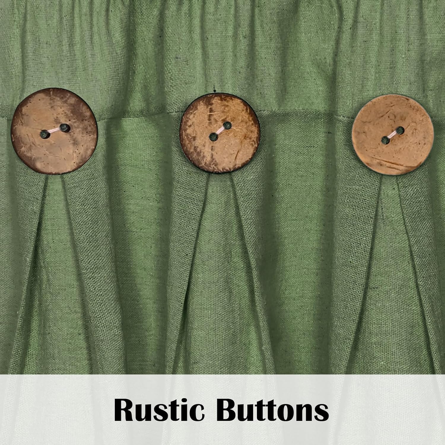 Olive Button Cotton Linen Valance