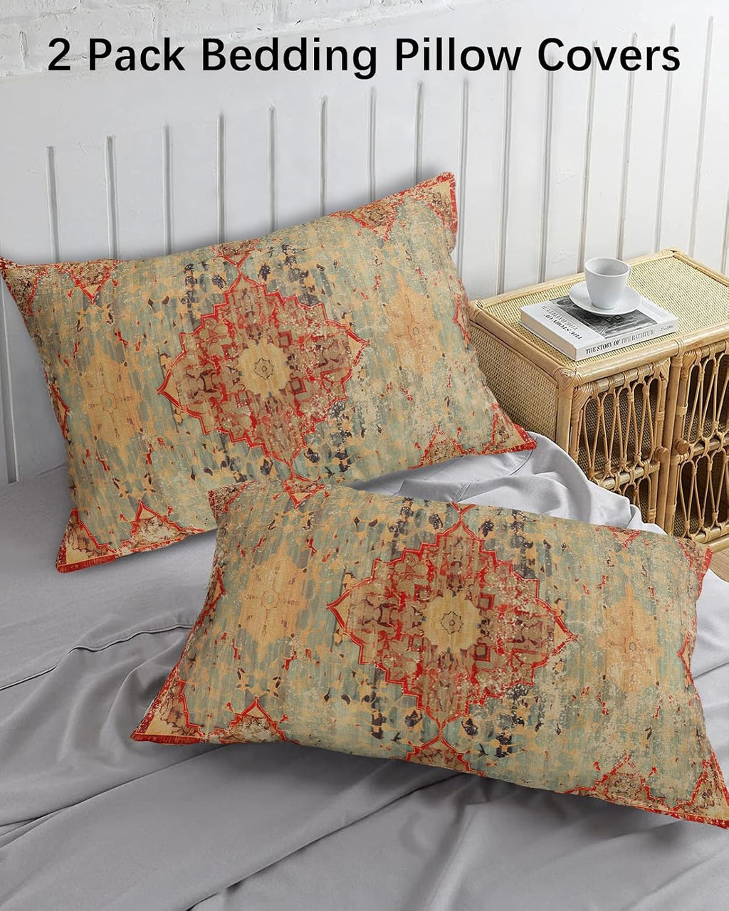 Orange Geometric Boho Envelope Pillowcases Set
