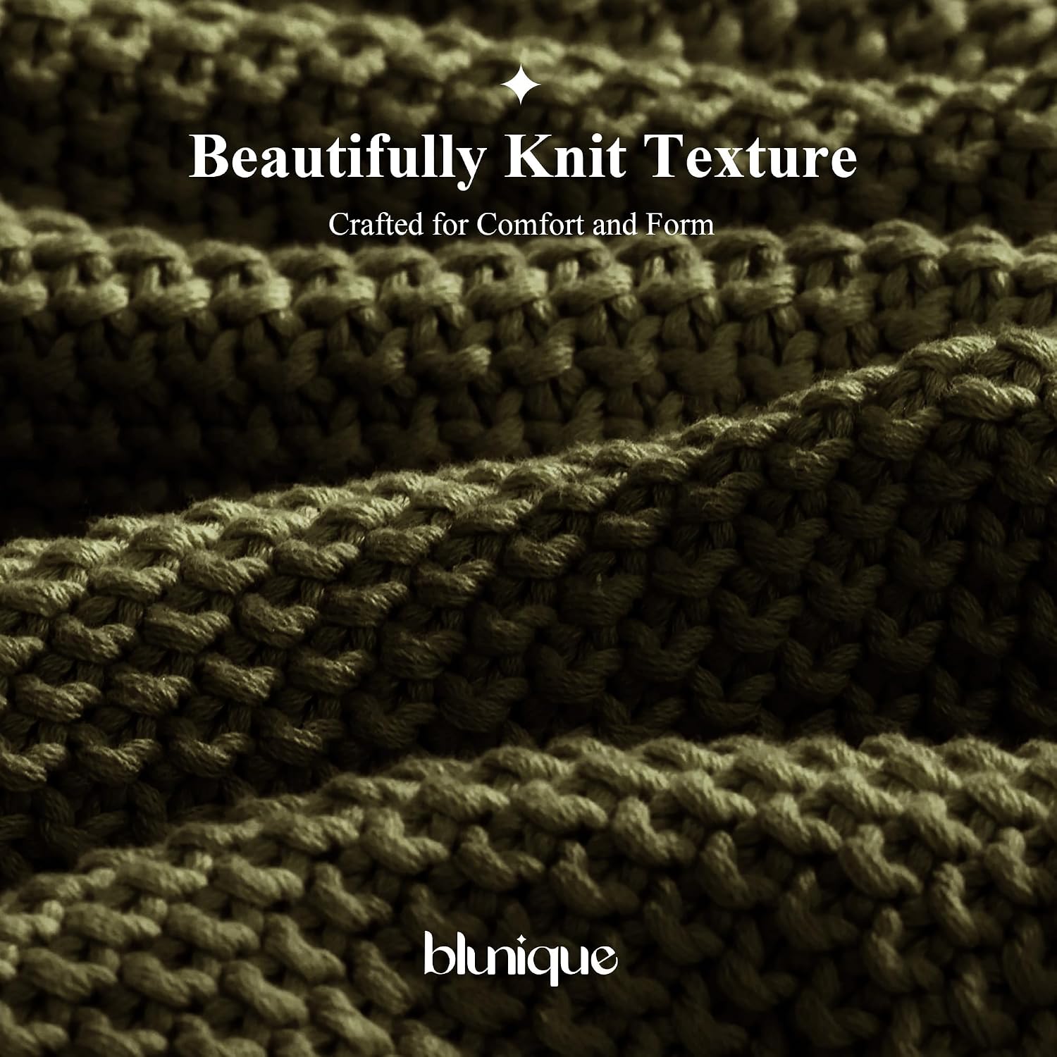 Olive Green Cable Knit Cotton Throw Blanket