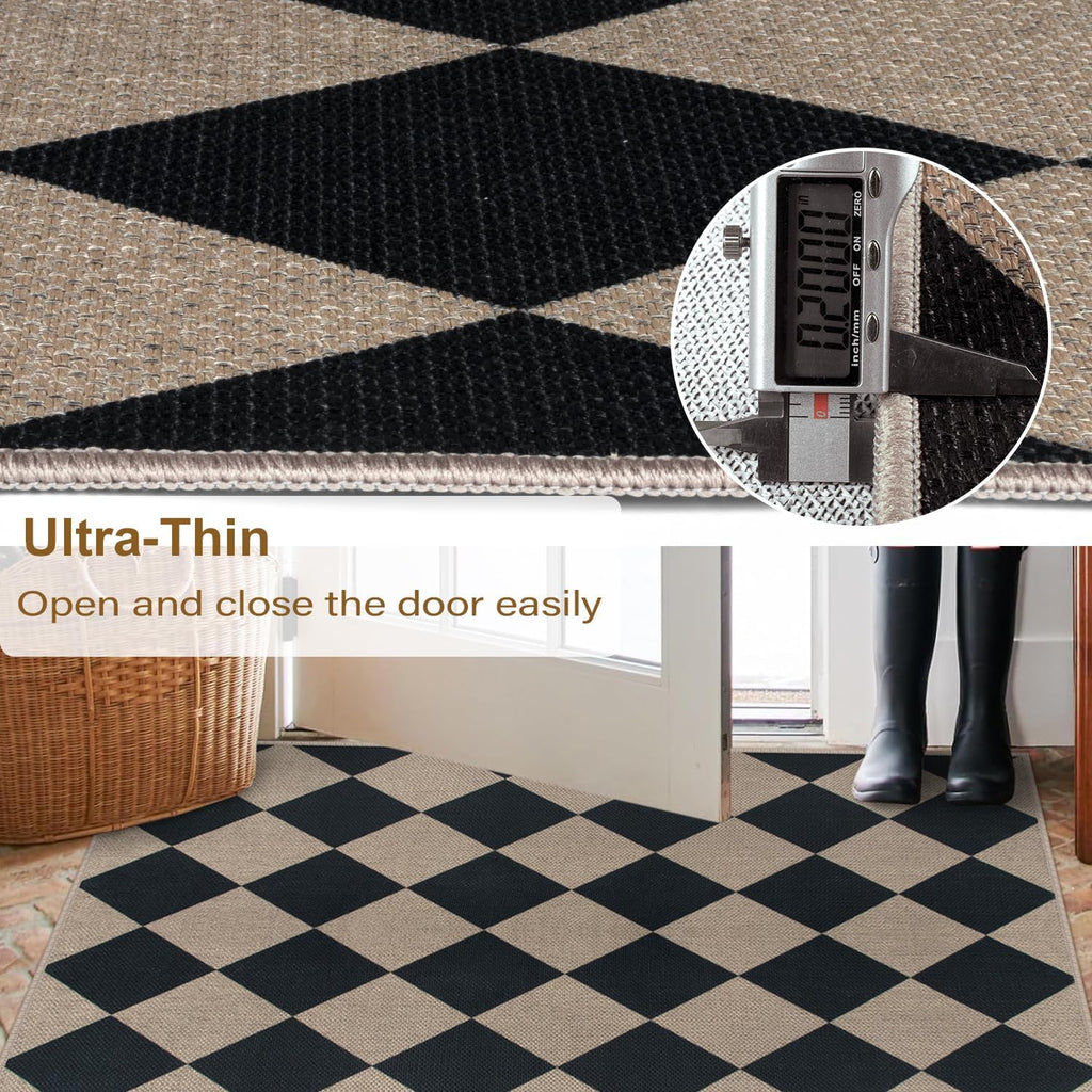 Rugalia Black Jute Washable Indoor Outdoor Rug