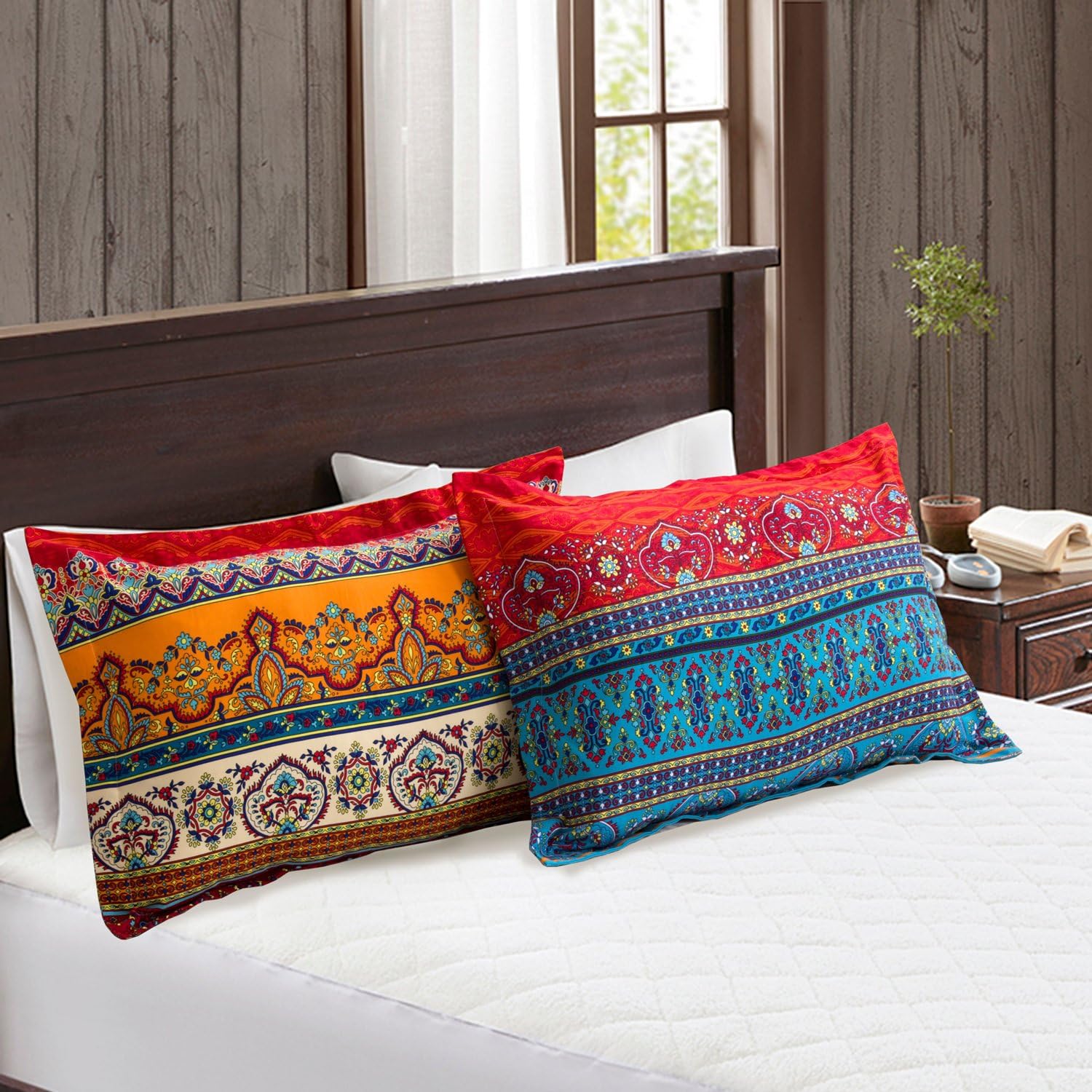 Striped Cotton Boho Pillow Shams 2 Pack