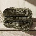 Organic Cotton Olive Knit Throw Blanket