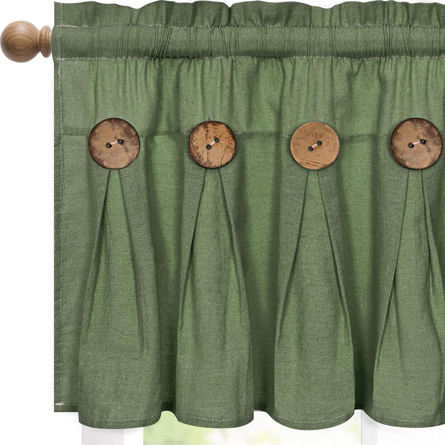 Olive Button Cotton Linen Valance
