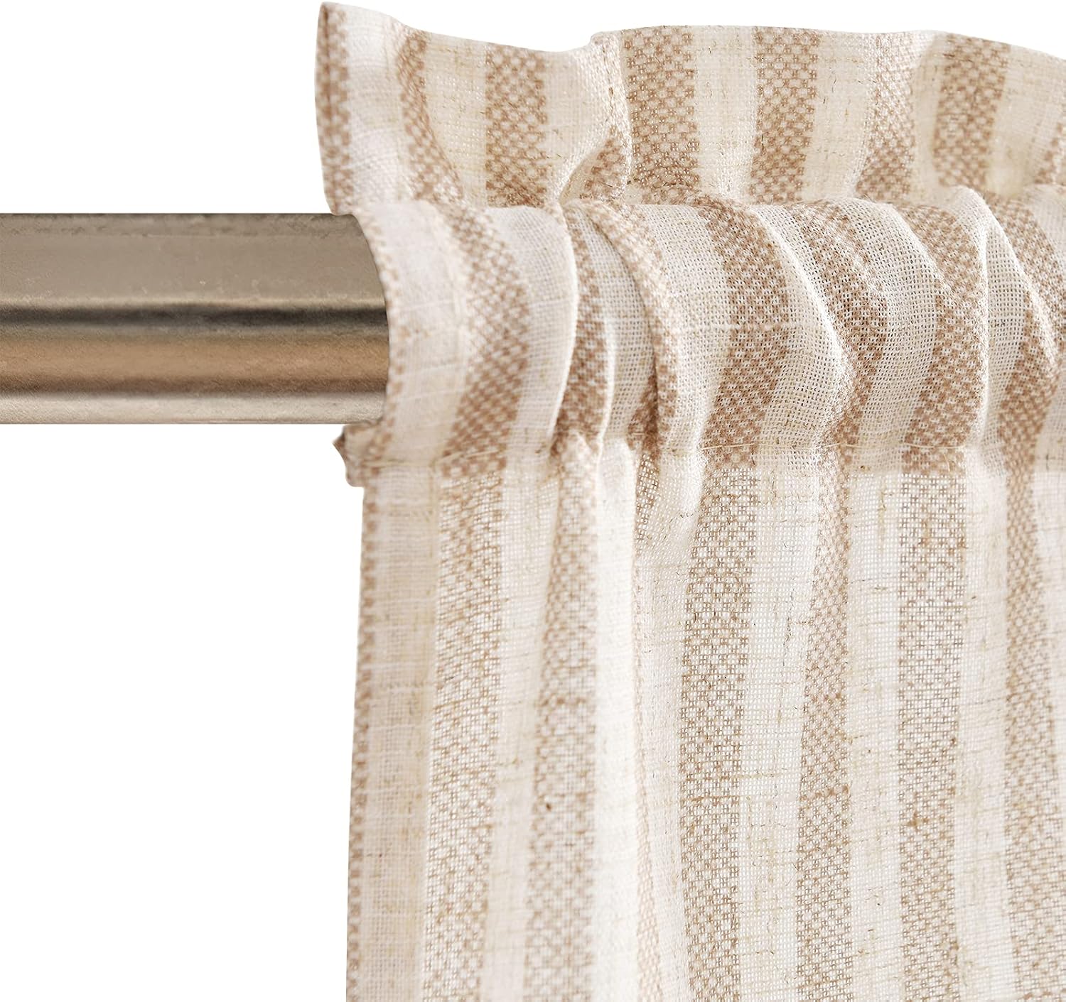 Vangao Taupe Stripe Linen Kitchen Valance