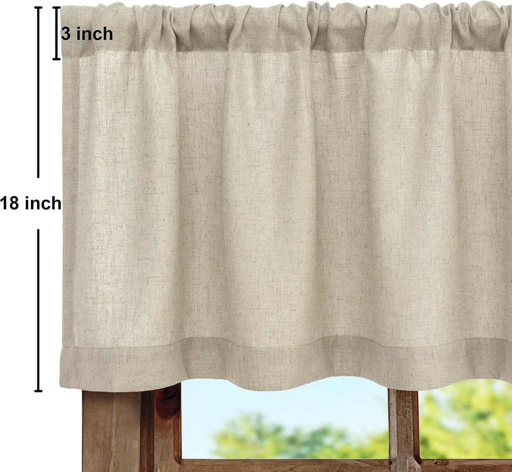 Tan Beige Linen Farmhouse Boho Kitchen Valance