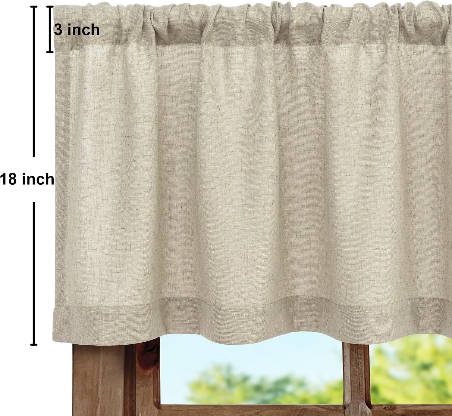Tan Beige Linen Farmhouse Boho Kitchen Valance