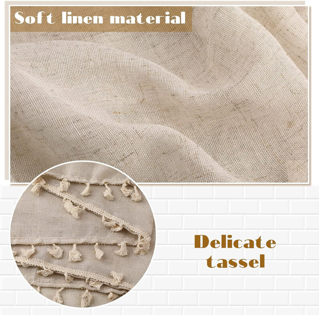 Moukeren Tassel Boho Linen Window Valance Set