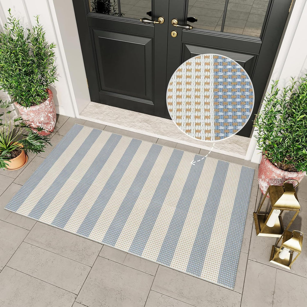 Ojia Cotton Checkered Washable Outdoor Rug
