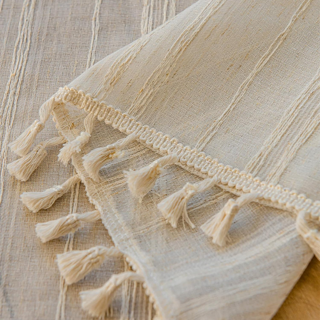 Deeprove Tassel Stripe Boho Linen Valance