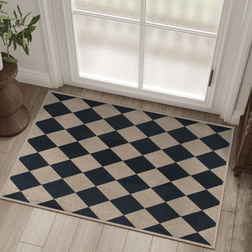Rugalia Black Jute Washable Indoor Outdoor Rug