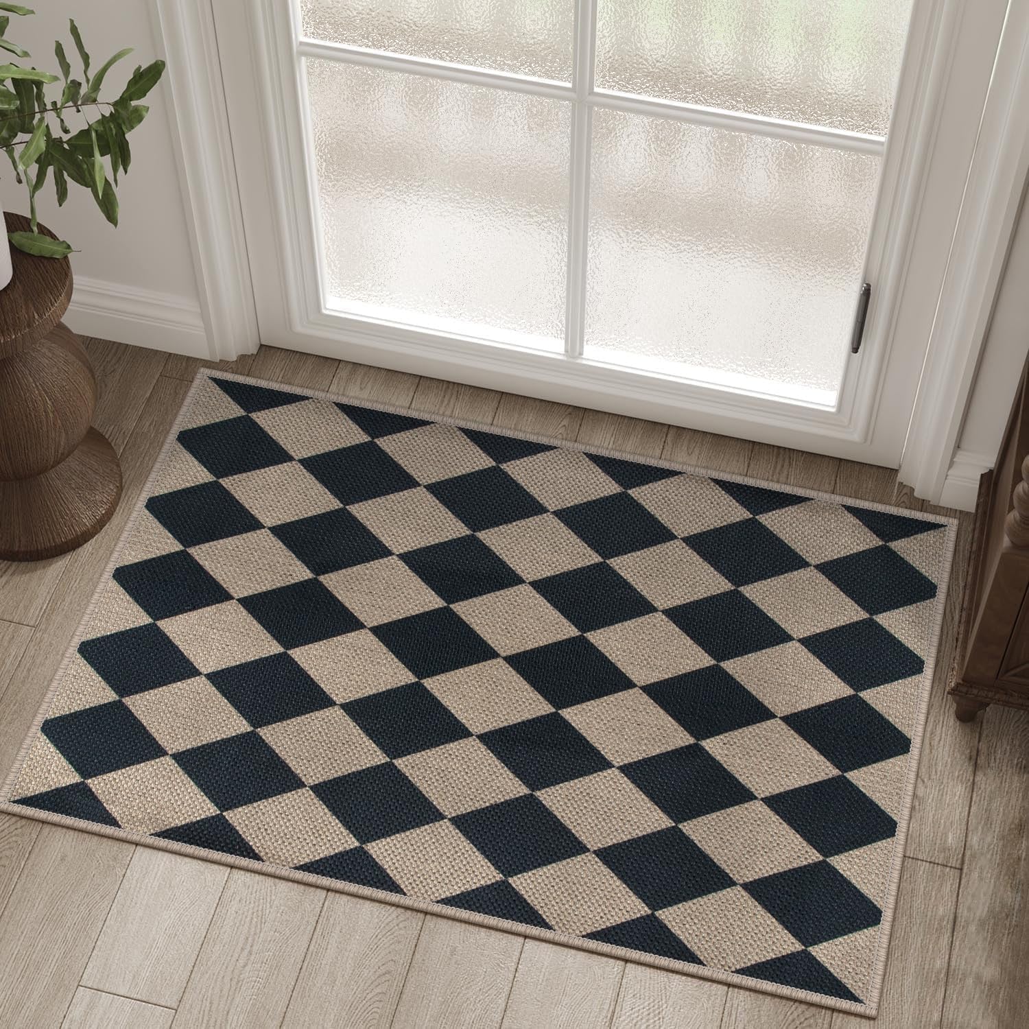 Rugalia Black Jute Washable Indoor Outdoor Rug
