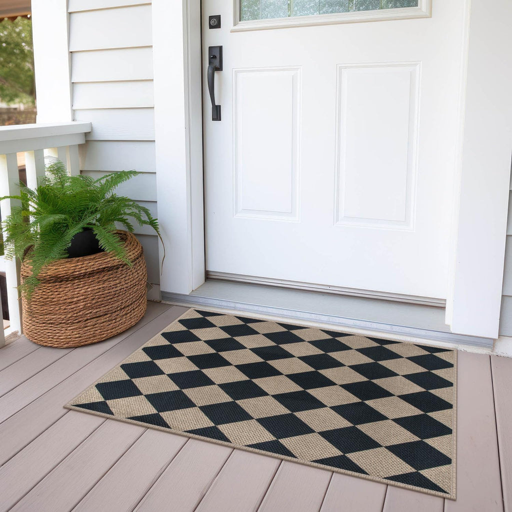 Rugalia Black Jute Washable Indoor Outdoor Rug