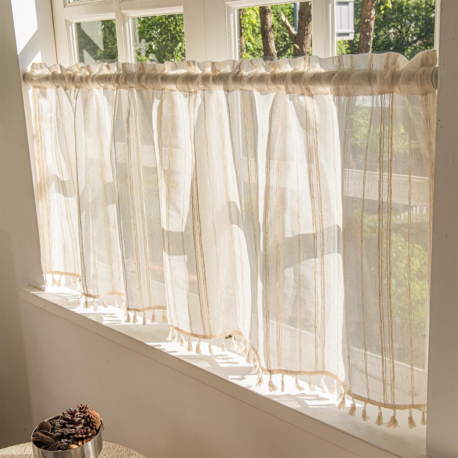 Deeprove Tassel Stripe Boho Linen Valance