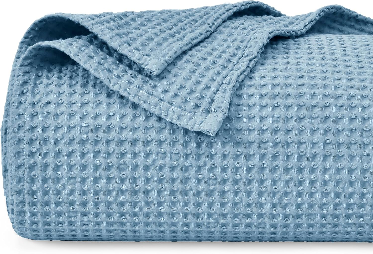 PHF Dusty Blue Waffle Weave Cotton Throw Blanket