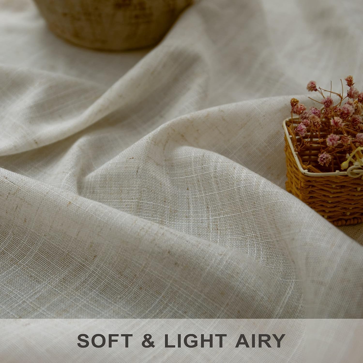 Tan Beige Linen Farmhouse Boho Kitchen Valance