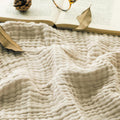 Beige 4-Layer Muslin Cotton Throw Blanket