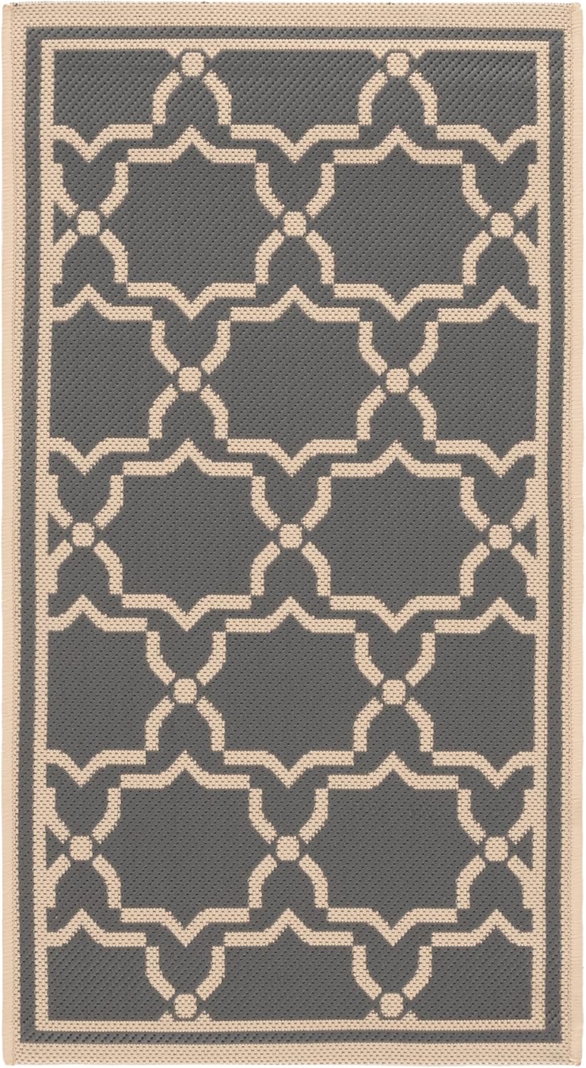 Safavieh Anthracite Beige Outdoor Waterproof Rug