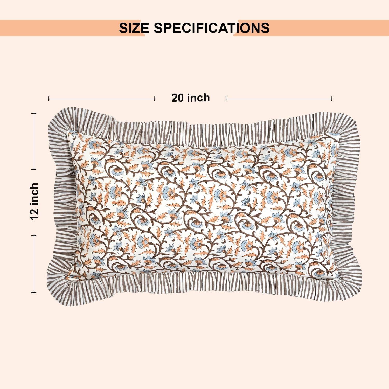 Ridhi Cotton Ruffle Floral Lumbar Pillow Cover