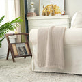 Longhui Beige Organic Cable Knit Throw Blanket