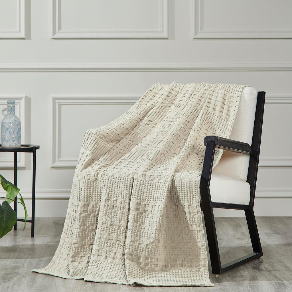 Brands Natural Waffle Cotton Throw Blanket