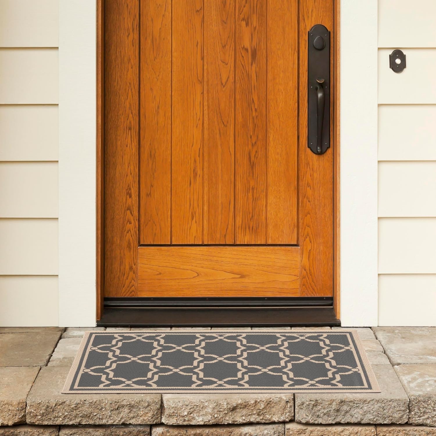 Safavieh Anthracite Beige Outdoor Waterproof Rug