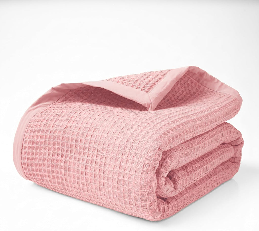 Misty Rose Organic Cotton Waffle Throw Blanket
