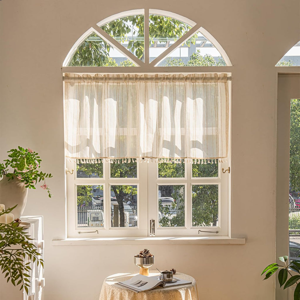Deeprove Tassel Stripe Boho Linen Valance