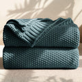 Teal Cable Knit Cotton Decor Throw Blanket