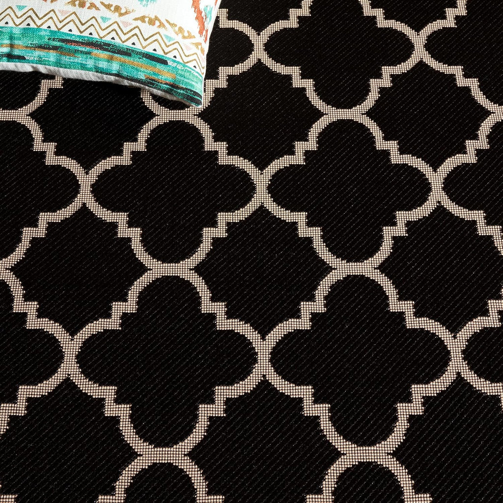 Safavieh Black Beige Washable Outdoor Rug
