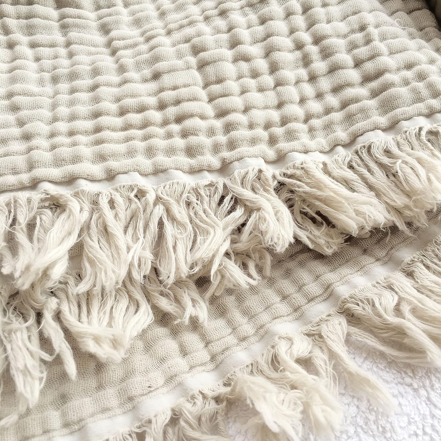 Organic Cotton Oatmeal Muslin Throw Blanket