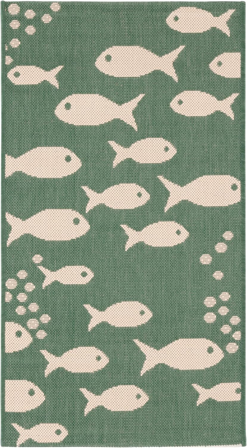 Safavieh Green Ivory Washable Outdoor Rug