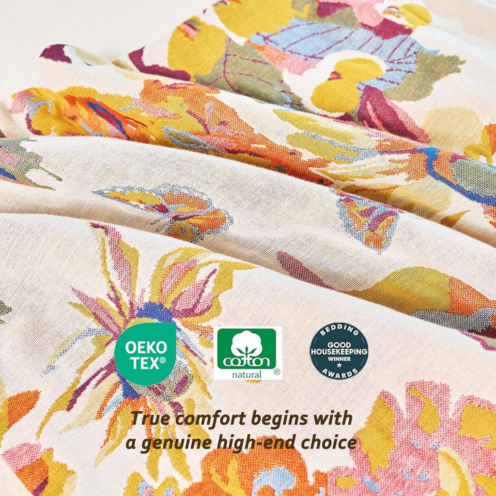 Vanjoroy Organic Cotton Bird Floral Pillowcases Set