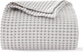 Gray White Two-Tone Waffle Cotton Throw Blanket