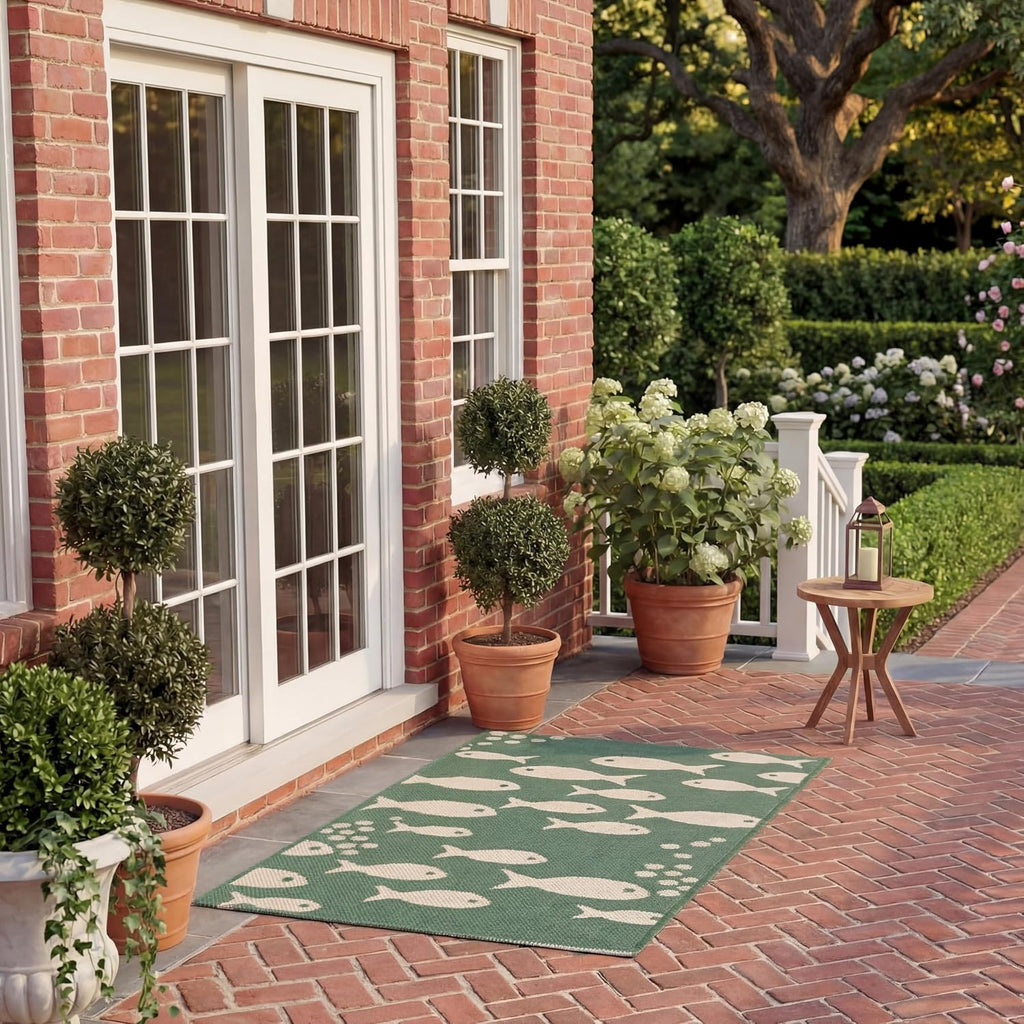 Safavieh Green Ivory Washable Outdoor Rug